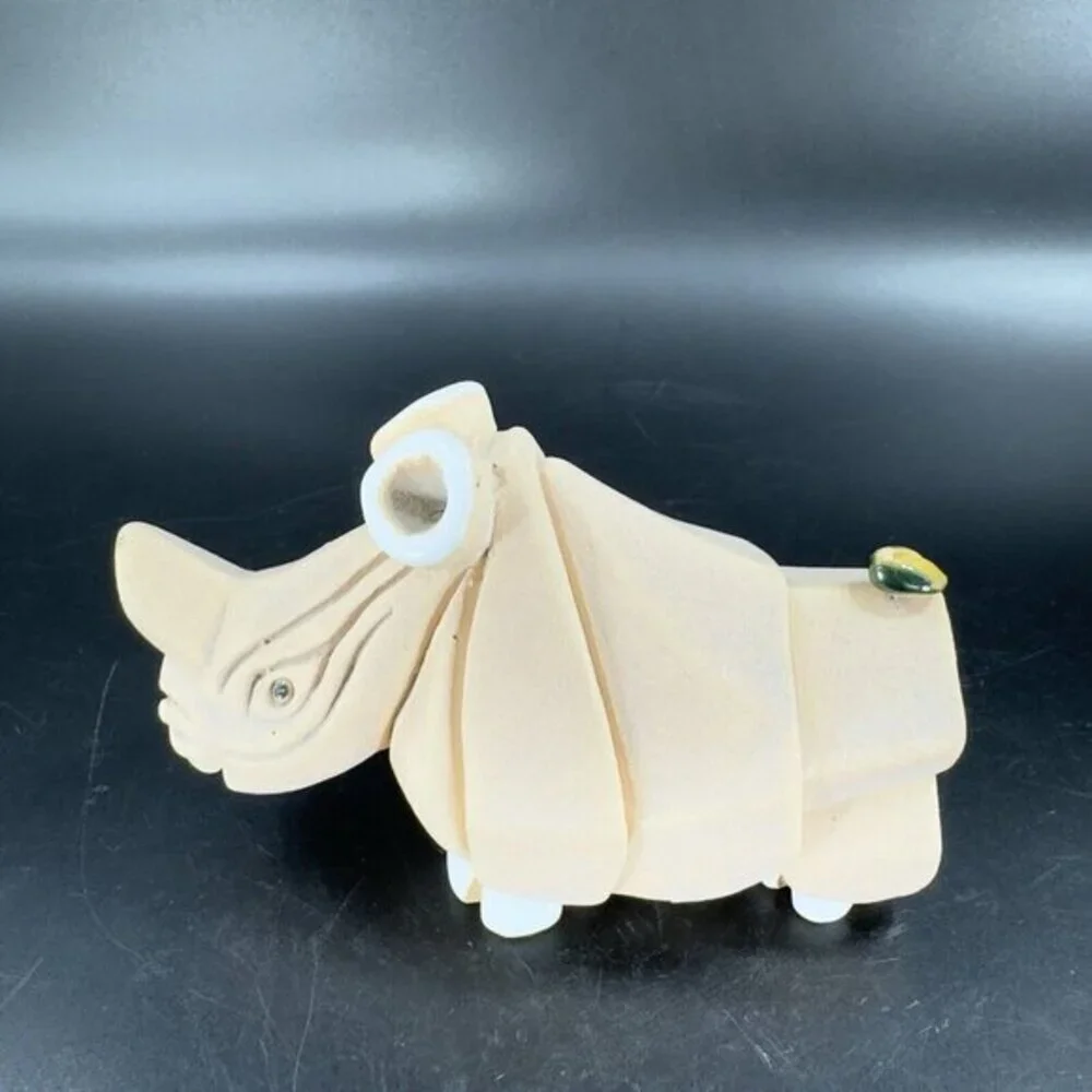 Artesania Rinconada Figurine Made In Uruguay Marked Whimsical Rhinoceroses Rhino